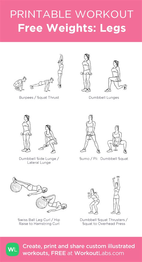 Free Weights: Legs | Workout labs, Workout, Printable workouts