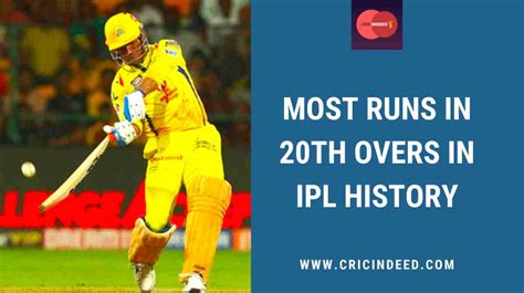 Top 5: Most Runs (Overall) in the 20th Over in IPL - CricIndeed