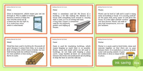 Building Materials Fact Cards (Teacher-Made)