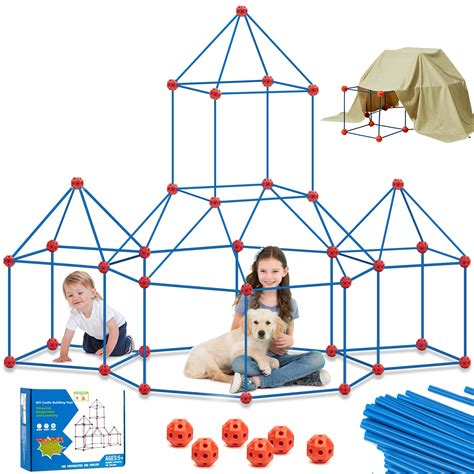 MAETOT Kids Fort Building Kit, 120 PCS Creative Fort STEM Toys DIY Building Play Tent Tunnels ...