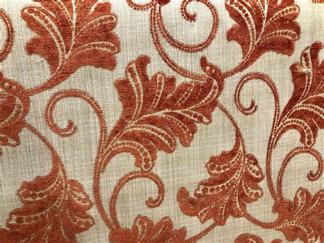 SWATCH 4” X 7” - Burnout Velvet Floral Upholstery Fabric- Burnt Orange Rust Red | www ...