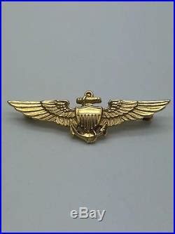 Rare 10k Yellow Gold H&H Naval Aviator Pilot Wings Pin USN Vintage ...