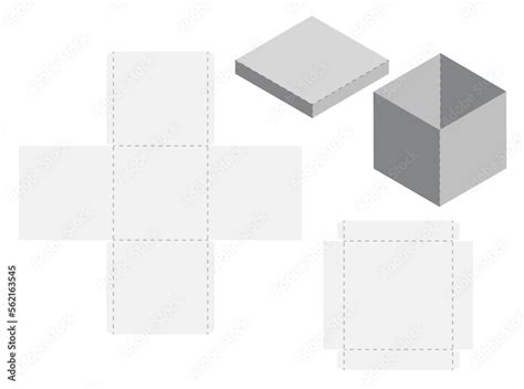 Box cut model. Package template layout for new design. Paper rectangular cardboard, container ...