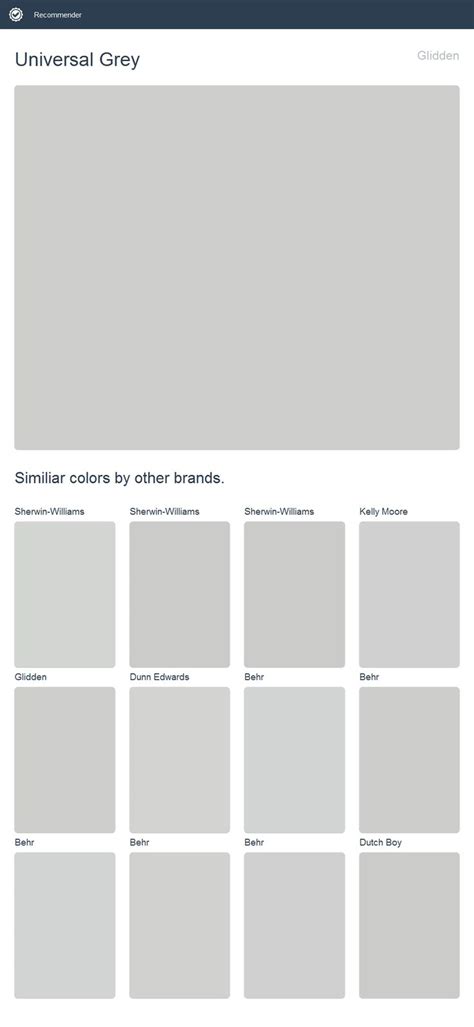 Universal Grey, Glidden. Click the image to see similiar colors by ...