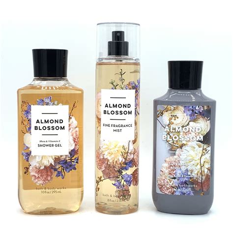 Bath and Body Works Almond Blossom Fine Fragrance Mist, Body Lotion and Shower Gel 3-Piece ...