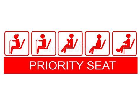 Set of Priority Seat at Public Transportation Train, Bus, Mrt, Etc Stock Vector - Illustration ...