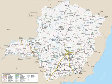 Mapa rodoviário de Minas Gerais - Geografia - InfoEscola