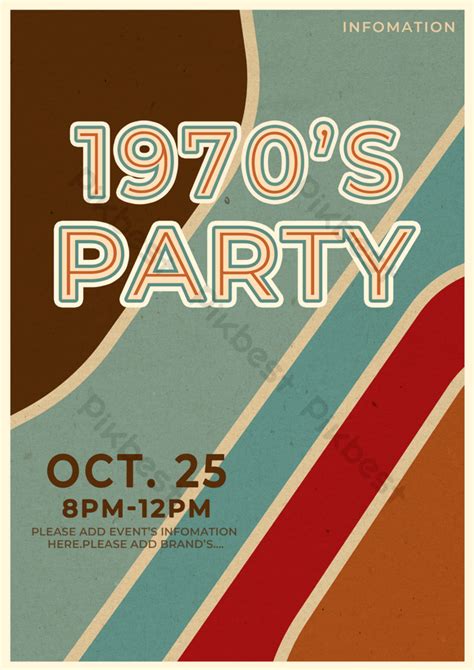 70s Geometric Party Retro Style Colorful Invitation | PSD Free Download - Pikbest