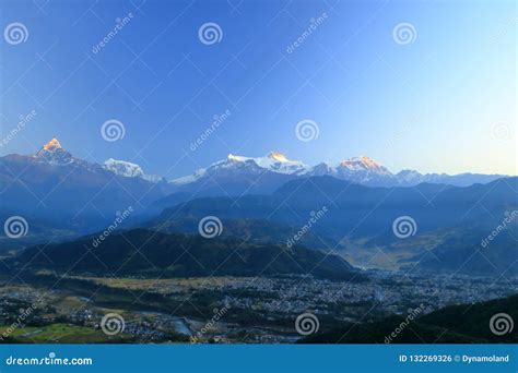 Morning View, Sunrise at Annapurna Mountain Range from Pokhara, Nepal ...