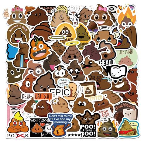 10/60pcs Funny Poop Stickers For Kids Laptop Phone Case Scrapbooking ...