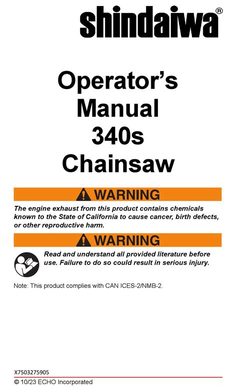 SHINDAIWA 340S OPERATOR'S MANUAL Pdf Download | ManualsLib