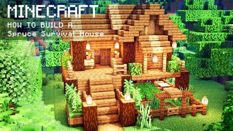 Minecraft: How To Build a Spruce Survival House - YouTube