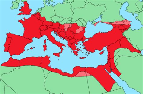 The Roman Empire at its height, superimposed on modern borders #Maps # ...