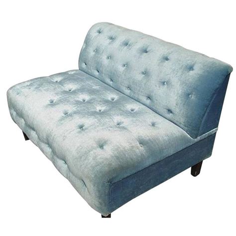 Vintage Velvet Tufted Settee Hollywood Regency For Sale at 1stdibs