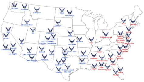 Air Force Bases In The Us Map - A Map Of The Usa