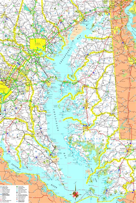 Large detailed map of Chesapeake Bay