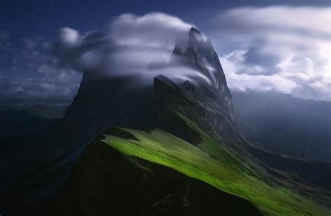 15360x8640 Cloudy Green Mountain Peak 15360x8640 Resolution Wallpaper ...