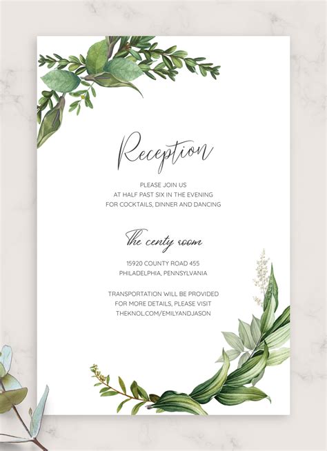 Download Printable Green Floral Wedding Invitation Suite PDF