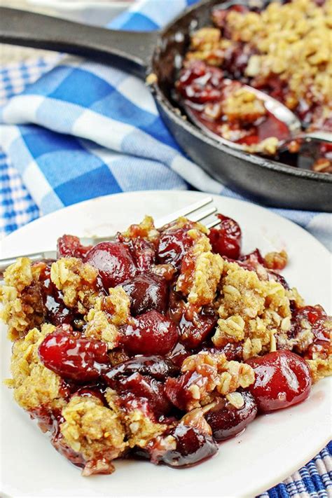 Cast Iron Skillet Bing Cherry Crumble Recipe Cherry Crisp, Cherry ...