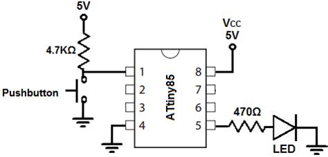 How to Build a Pushbutton Circuit with an ATtiny85