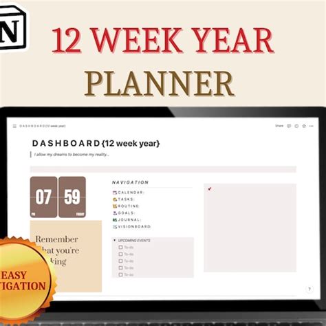 Notion 12 Week Year Template Notion Life Planner Goal - Etsy