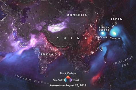 Glowing NASA Map Shows Huge Dust Clouds Swirling Across Earth | Nasa earth, Weather and climate, Map