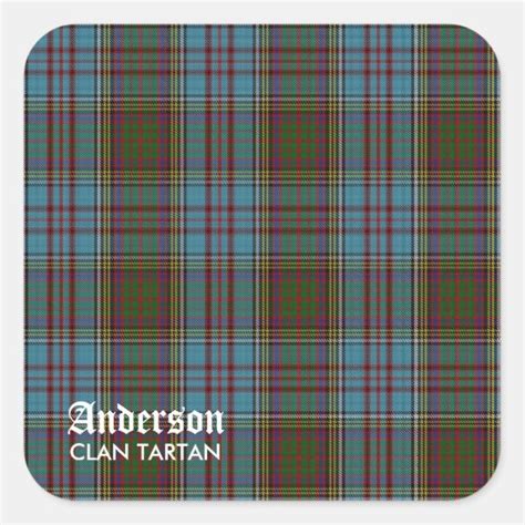 Anderson Clan Family Tartan (with Name) Square Sticker | Zazzle.co.uk