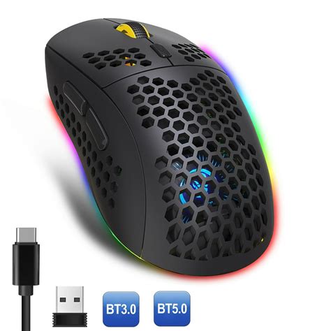 Bluetooth Wireless Gaming Mouse PC Computer Mice w/ Honeycomb Shell ...