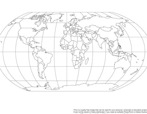 Blank map of the world with latitude and longitude