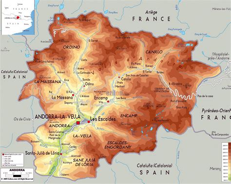 Physical map of Andorra | Andorra | Europe | Mapslex | World Maps