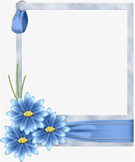 Blue Flower Borders White Transparent, Blue Flowers Border, Decoration, Flowers Border, Creative ...