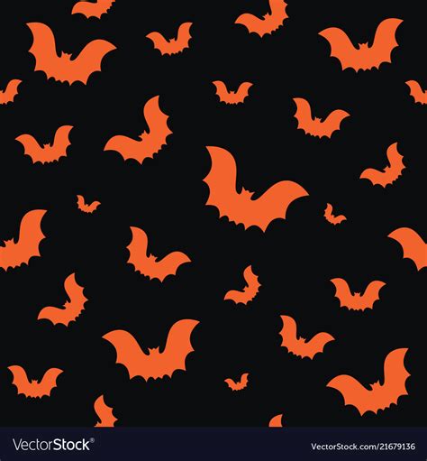 Halloween seamless pattern with orange bats Vector Image