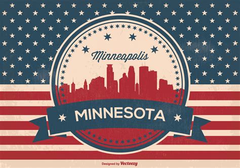 Retro Minneapolis Skyline Illustration - Download Free Vector Art ...