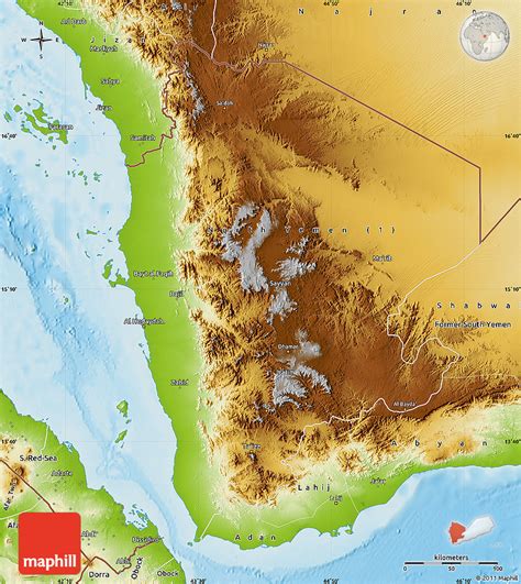 Physical Map of Former North Yemen