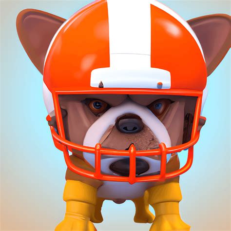 3D 4K Yellow and Orange Red Bulldog Wearing Football Helmet · Creative ...