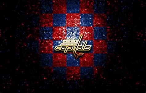 Download wallpaper glitter, hockey, NHL, Washington Capitals, checkered ...