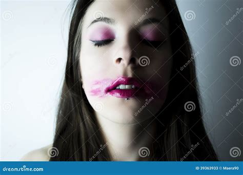 Messed up make up stock image. Image of woman, teeth - 39363933