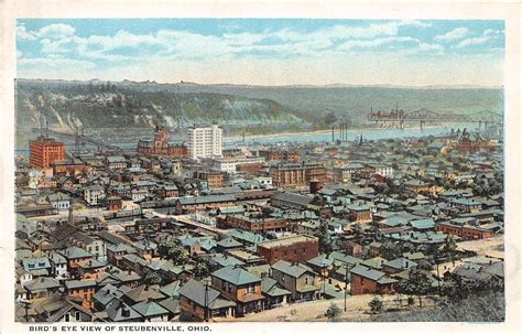 Ohio Postcard STEUBENVILLE Jefferson County c1910 BIRDSEYE VIEW Homes River | Jefferson county ...