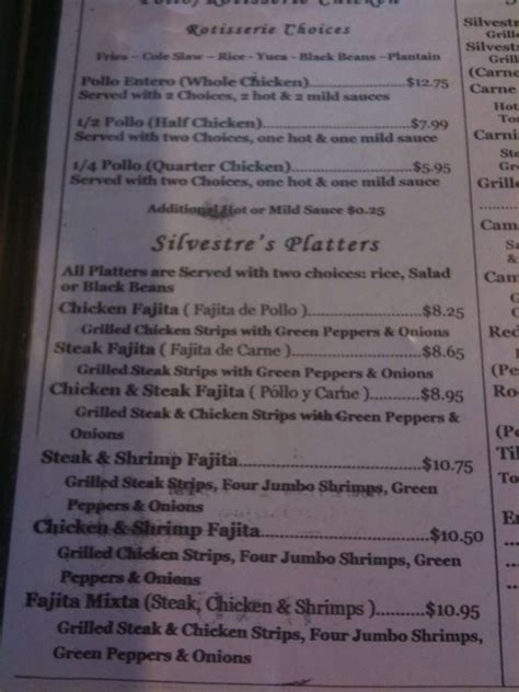 Silvestre Chicken Menu, Menu for Silvestre Chicken, District Heights/Suitland, Washington DC ...