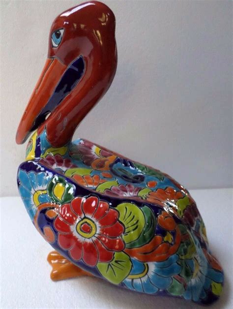 Mexican Folk Art Talavera Pottery Bird Pelican Figure Nautical Decor 16" | eBay | Talavera ...