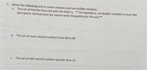 Solved 1. Write the following sets in roster notation and | Chegg.com