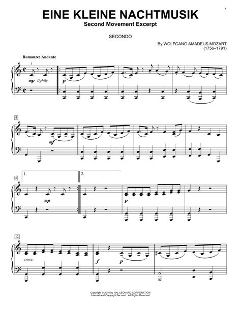 Eine Kleine Nachtmusik ("Romance"), Second Movement by Wolfgang Amadeus ...