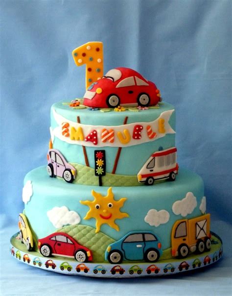 Birthday Boy Very Keen On Cars And Trucks There Was Also A Smash Cake Bottom Tier Vanilla Cake ...