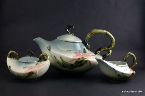 Hull Art Pottery Woodland Tea Set teapot, Cream and Sugar W26 W27 W28 ...