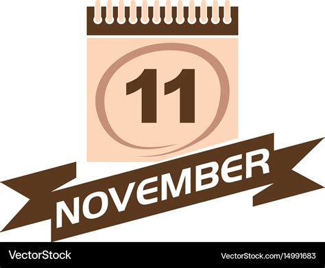 11 november calendar with ribbon Royalty Free Vector Image