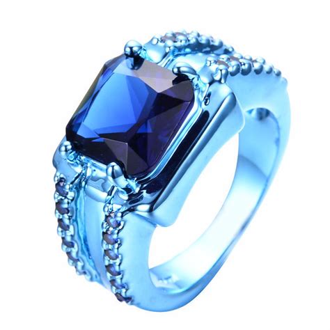 Blue Gold Ring with Blue Zircon Setting – Slim Wallet Company