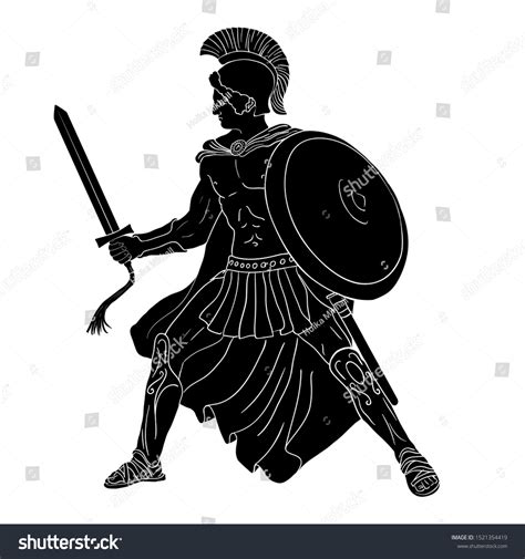 Ancient Greek Warrior Sword Shield His: vector de stock (libre de ...