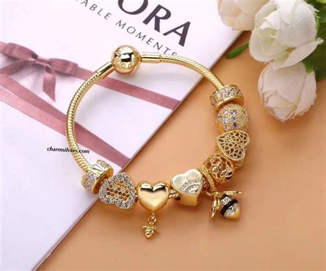 New pandora gold honey bee love spring charm bracelet | Pandora bracelet charms, Pandora ...