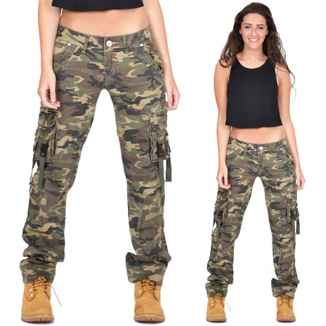 Ladies Womens Army Military Green Camouflage Cargo Pants Jeans Combat Trousers | eBay