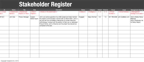 Stakeholder Register Template